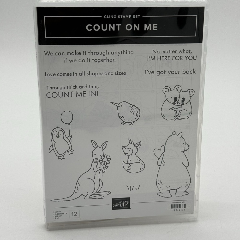 Stampin Up COUNT ON ME Stamp Set Bear Koala Penguin Fox Kangaroo Bird Sentiments